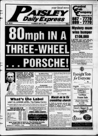 cover page of Paisley Daily Express published on May 8, 1997
