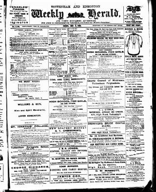 cover page of Tottenham and Edmonton Weekly Herald published on May 9, 1902