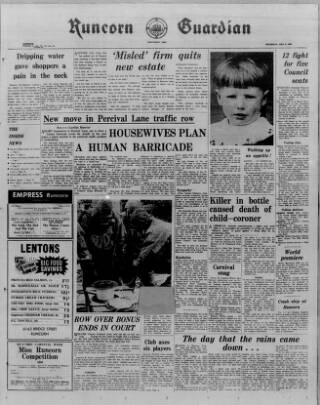 cover page of Runcorn Guardian published on May 8, 1969