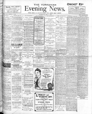 cover page of Yorkshire Evening News published on May 8, 1907
