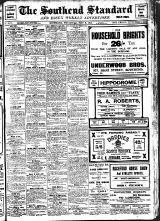 cover page of Southend Standard and Essex Weekly Advertiser published on May 8, 1913