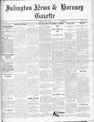 cover page of Islington News and Hornsey Gazette published on May 24, 1918