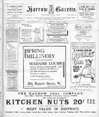 cover page of Harrow Gazette published on May 8, 1908