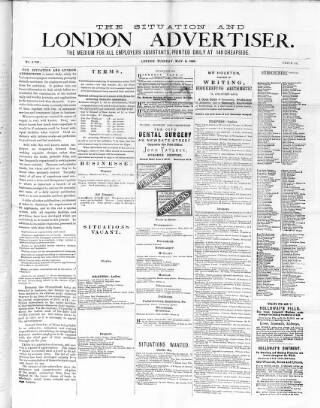 cover page of Situation and London Advertiser published on May 8, 1888