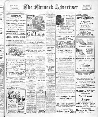 cover page of Cannock Advertiser published on May 26, 1923