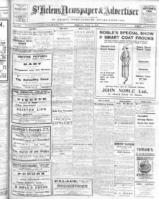 cover page of St. Helens Newspaper & Advertiser published on May 9, 1919