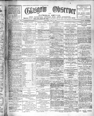 cover page of Glasgow Observer and Catholic Herald published on May 8, 1920