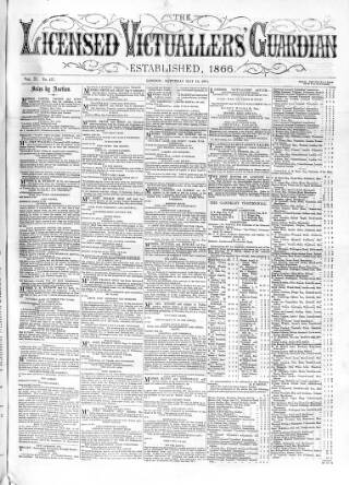 cover page of Licensed Victuallers' Guardian published on May 16, 1874
