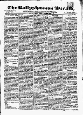 cover page of Ballyshannon Herald published on May 8, 1840