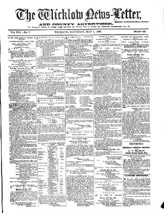 cover page of Wicklow News-Letter and County Advertiser published on May 8, 1897