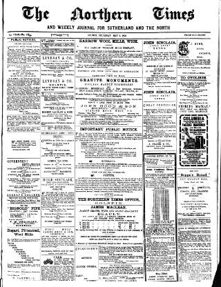 cover page of Northern times and weekly journal for Sutherland and the North published on May 8, 1902