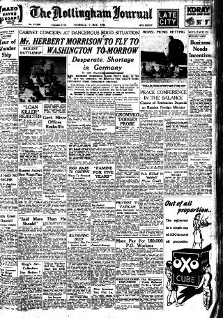 cover page of Nottingham Journal published on May 9, 1946