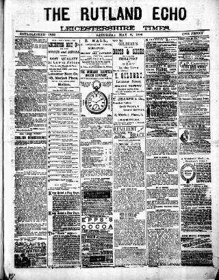 cover page of Rutland Echo and Leicestershire Advertiser published on May 8, 1886