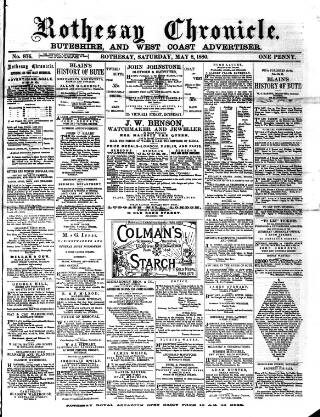 cover page of Rothesay Chronicle published on May 8, 1880