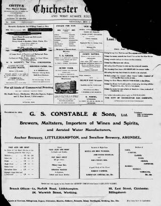 cover page of Chichester Observer published on May 8, 1912