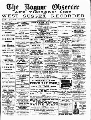 cover page of Bognor Regis Observer published on May 8, 1895
