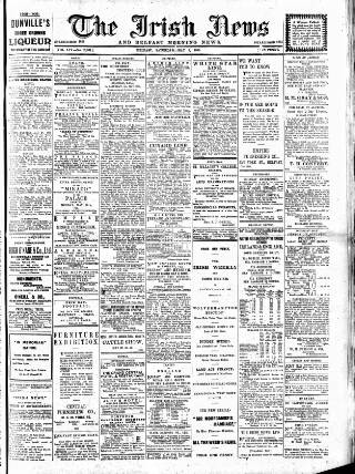cover page of Irish News and Belfast Morning News published on May 9, 1908