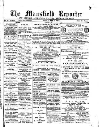 cover page of Mansfield Reporter published on May 8, 1885