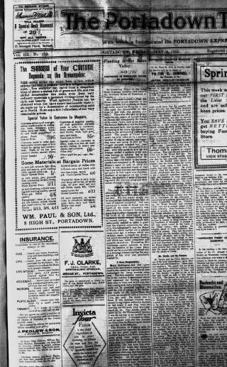 cover page of Portadown Times published on May 8, 1925