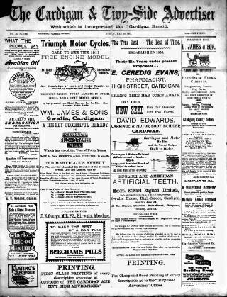 cover page of Cardigan & Tivy-side Advertiser published on May 26, 1911