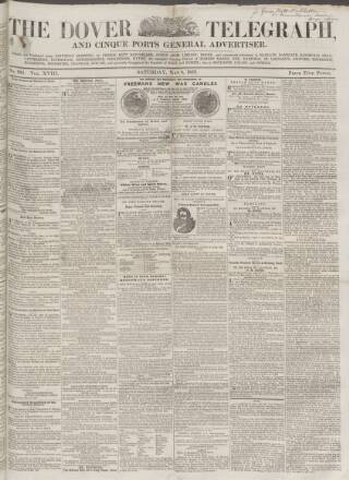 cover page of Dover Telegraph and Cinque Ports General Advertiser published on May 8, 1852