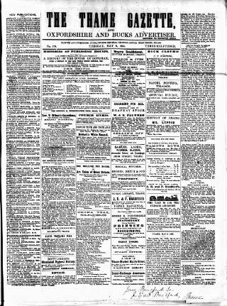 cover page of Thame Gazette published on May 8, 1860