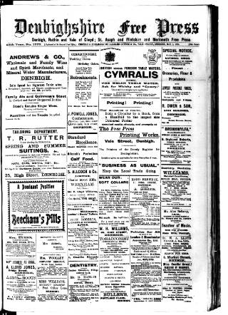 cover page of Denbighshire Free Press published on May 8, 1915