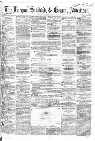 cover page of Liverpool Standard and General Commercial Advertiser published on May 8, 1855