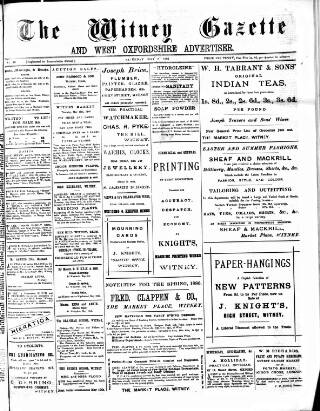 cover page of Witney Gazette and West Oxfordshire Advertiser published on May 8, 1886