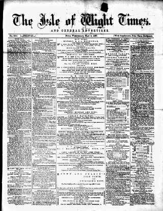 cover page of Isle of Wight Times published on May 8, 1867