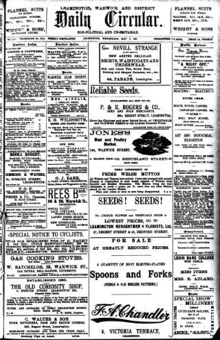 cover page of Leamington, Warwick, Kenilworth & District Daily Circular published on May 8, 1901