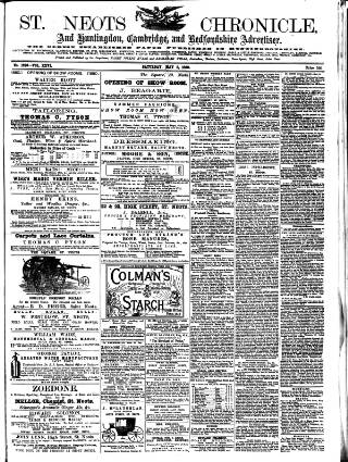 cover page of St. Neots Chronicle and Advertiser published on May 8, 1880
