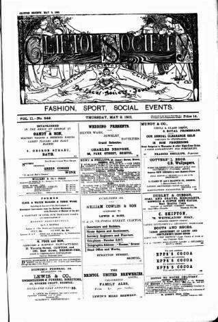 cover page of Clifton Society published on May 9, 1901
