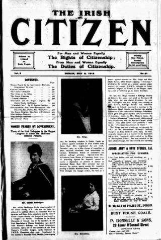 cover page of Irish Citizen published on May 8, 1915