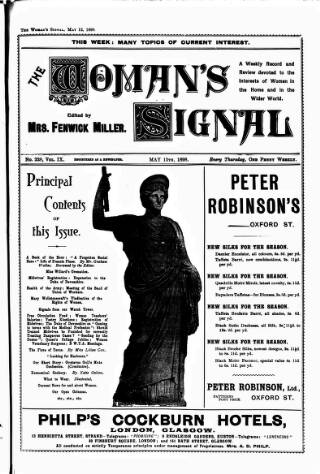 cover page of Woman's Signal published on May 12, 1898