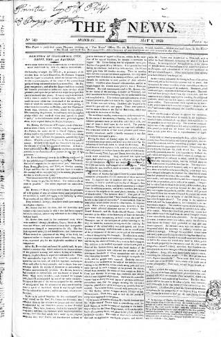 cover page of The News (London) published on May 8, 1820