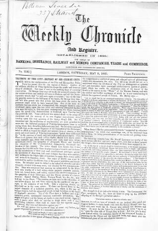 cover page of Weekly Chronicle (London) published on May 9, 1863