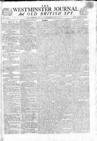 cover page of Westminster Journal and Old British Spy published on May 26, 1810