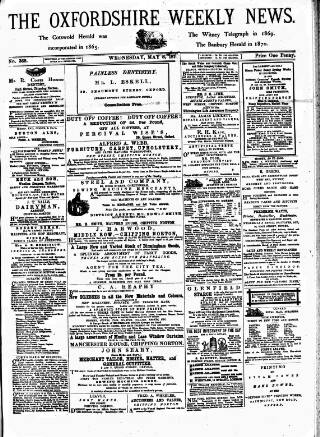 cover page of Oxfordshire Weekly News published on May 8, 1872