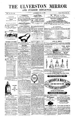 cover page of Ulverston Mirror and Furness Reflector published on May 8, 1869