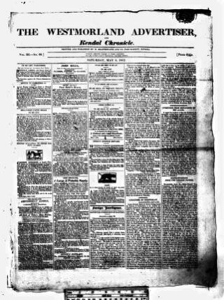 cover page of Westmorland Advertiser and Kendal Chronicle published on May 8, 1813