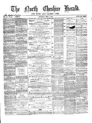 cover page of Hyde & Glossop Weekly News, and North Cheshire Herald published on May 8, 1869