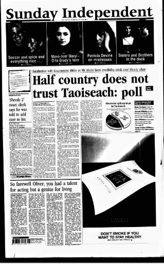 cover page of Sunday Independent (Dublin) published on May 9, 1999