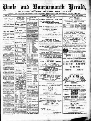 cover page of Poole & Dorset Herald published on May 9, 1889