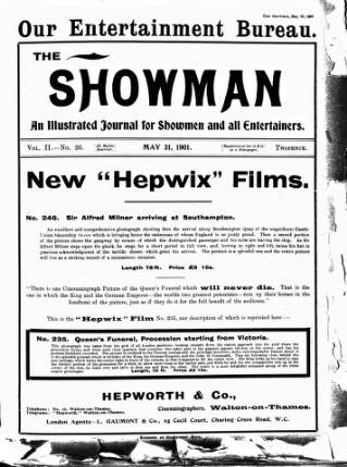 cover page of The Showman published on May 31, 1901