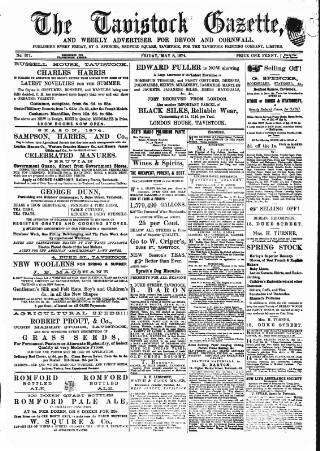 cover page of Tavistock Gazette published on May 8, 1874