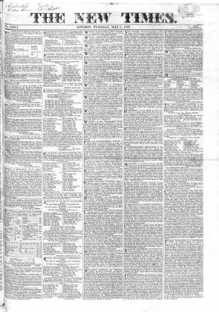 cover page of New Times (London) published on May 8, 1821