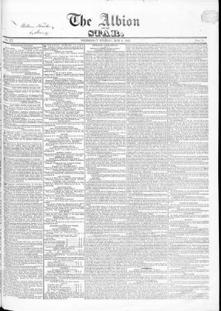 cover page of Albion and the Star published on May 8, 1833