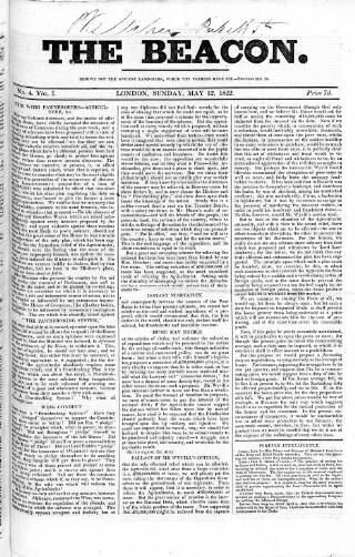 cover page of Beacon (London) published on May 12, 1822