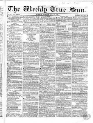 cover page of Weekly True Sun published on May 8, 1836